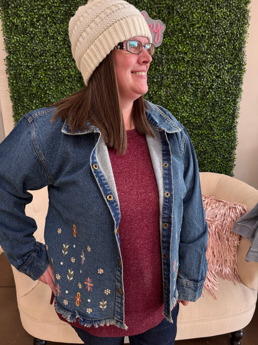 Keren Hart Denim Jacket with Embroidery