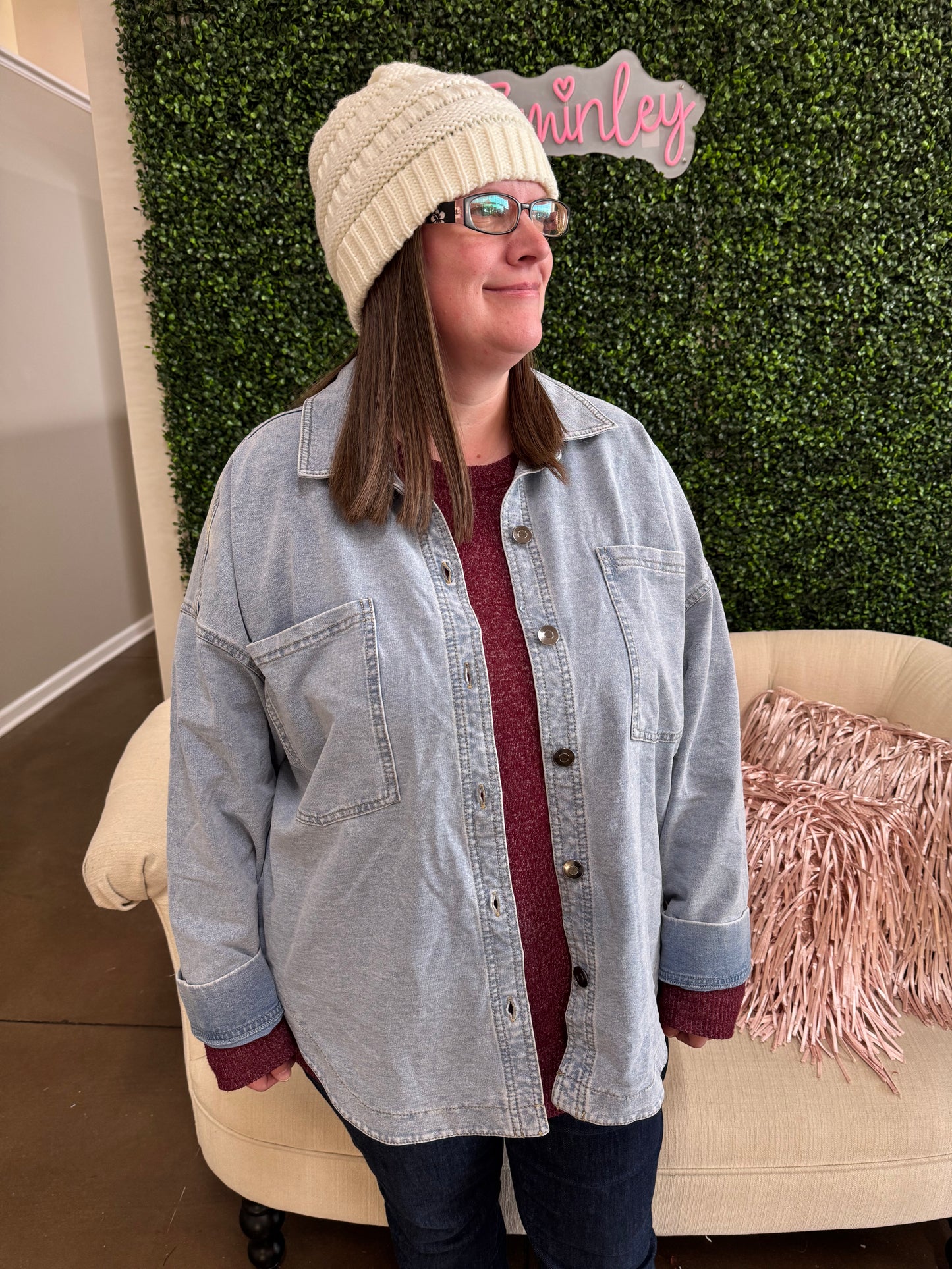 Keren Hart Soft Bleached Oversized Denim Jacket