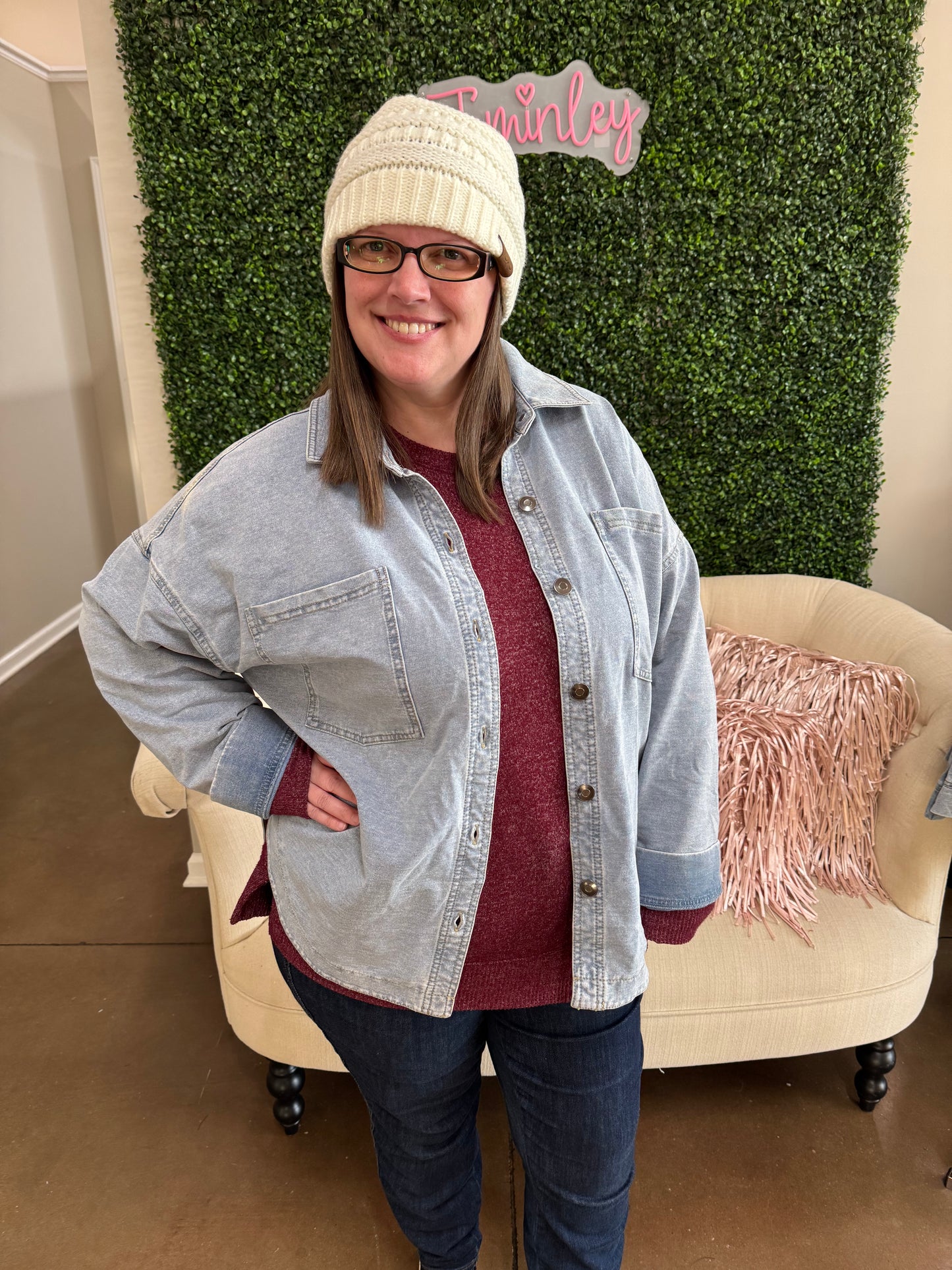 Keren Hart Soft Bleached Oversized Denim Jacket