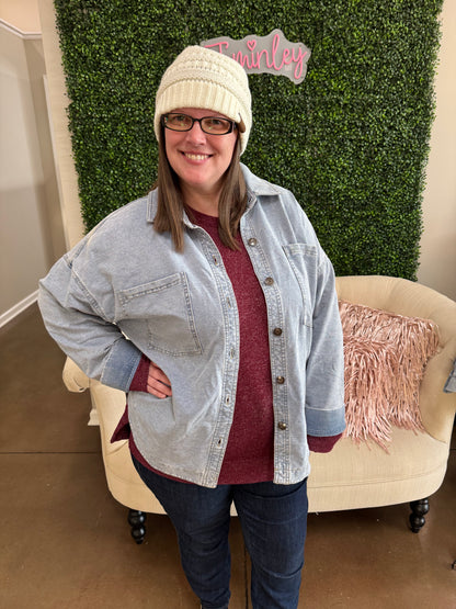 Keren Hart Soft Bleached Oversized Denim Jacket