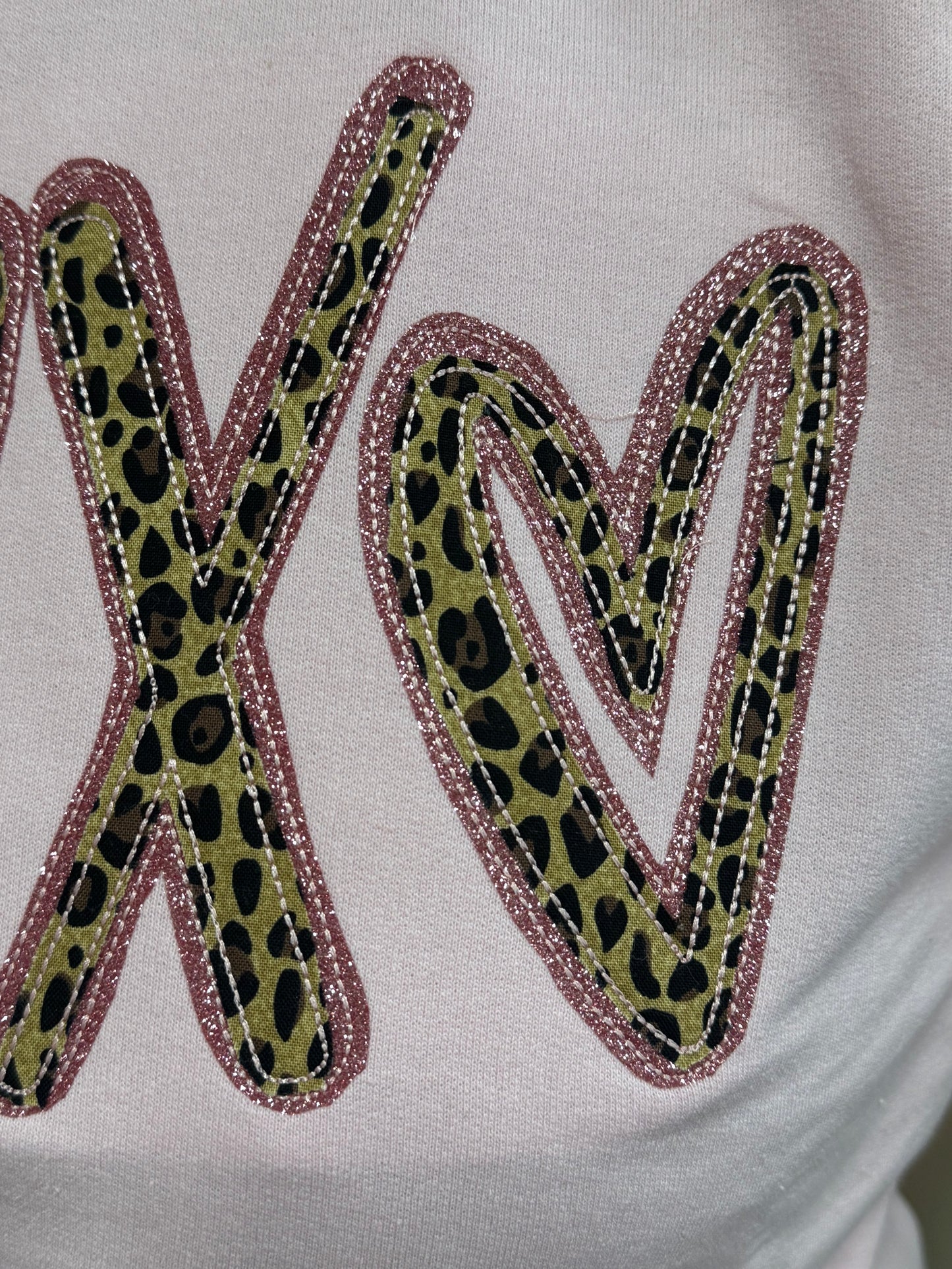 XOXO Leopard Embroidered Appliqué Crew