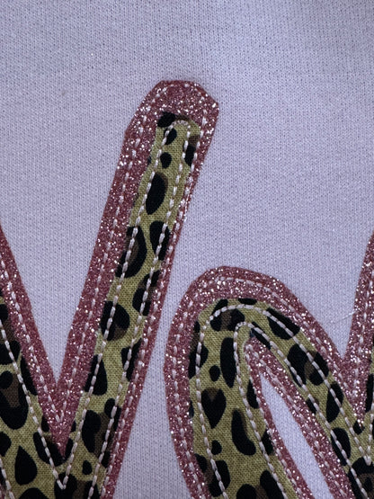 XOXO Leopard Embroidered Appliqué Crew