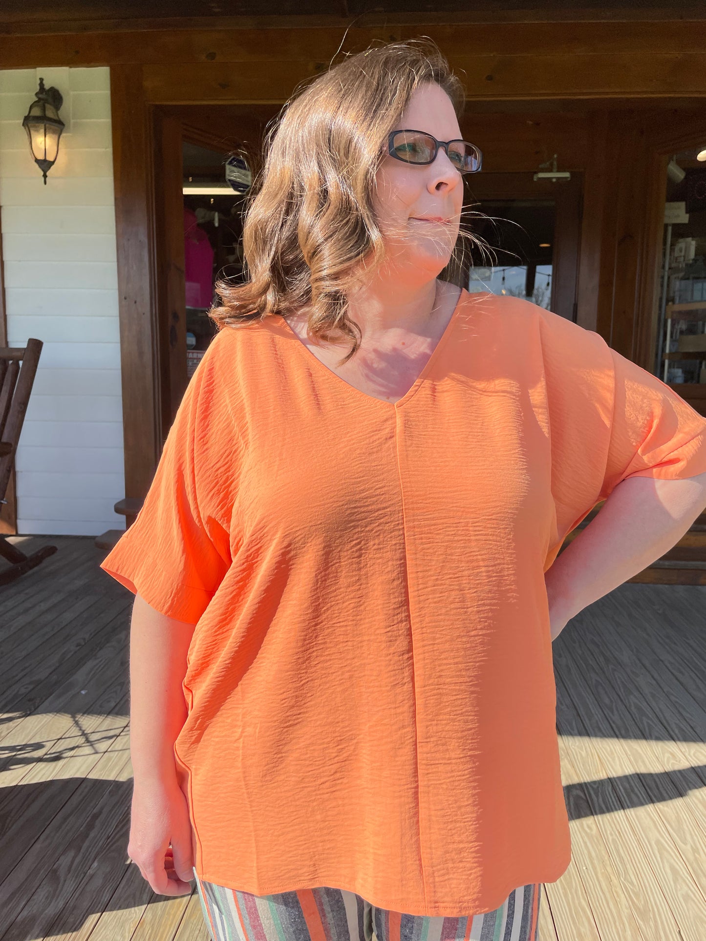 Zenana Orange Air Flow top