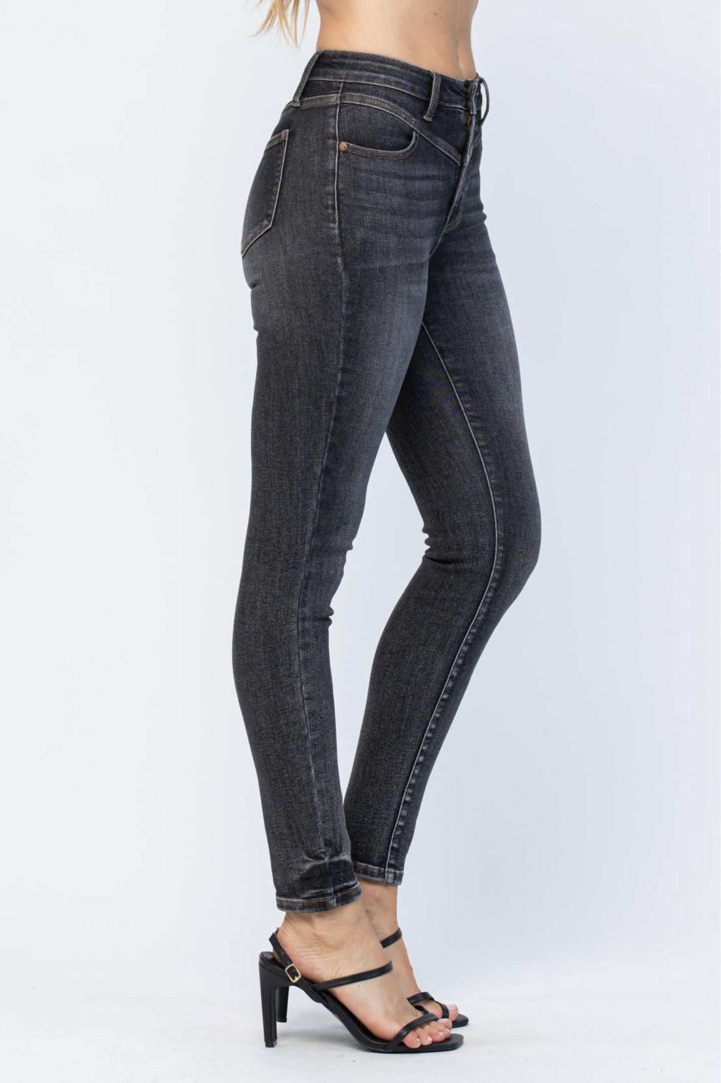 Judy Blue Vintage Black Yoke Skinny Jeans