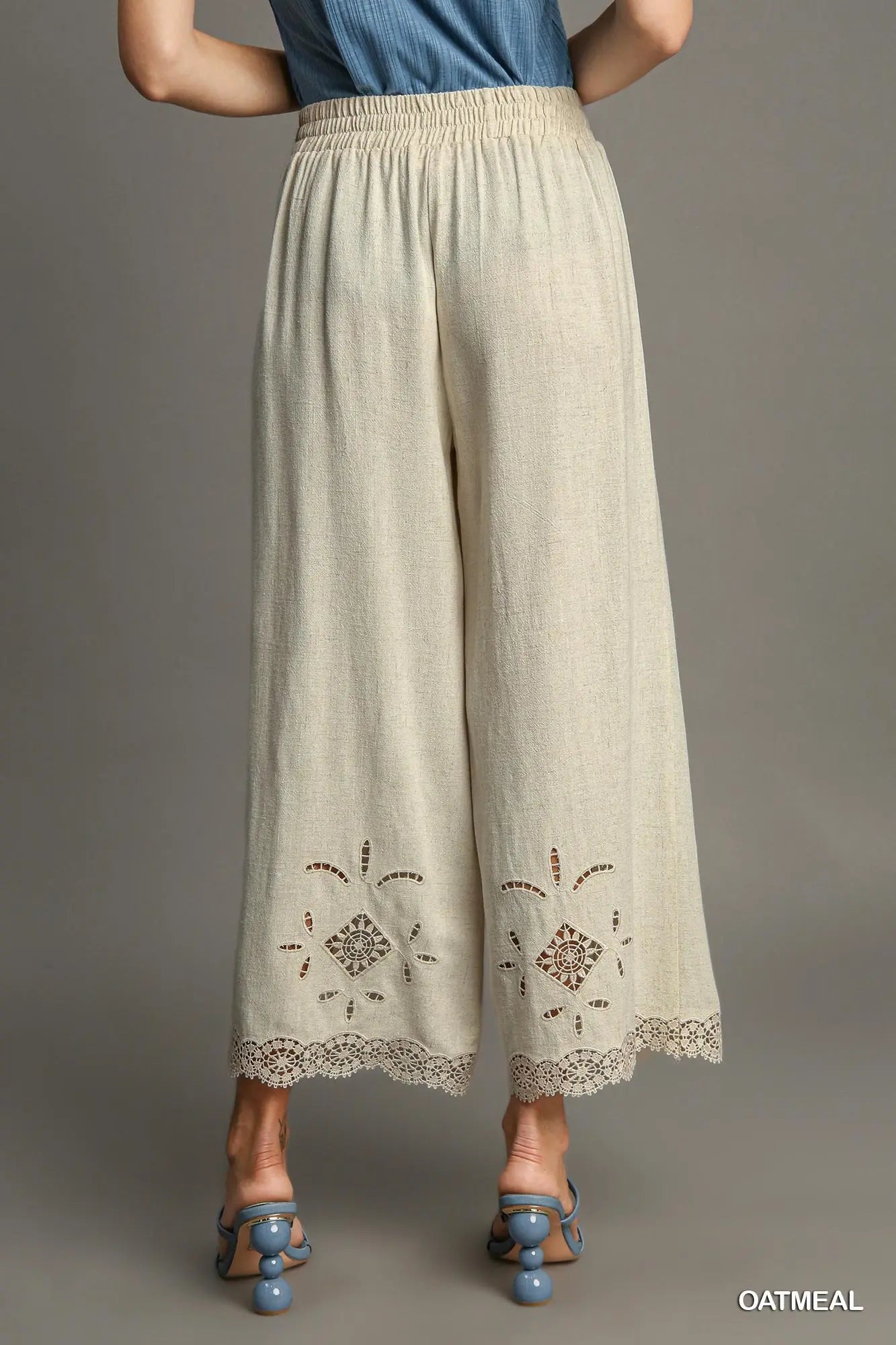 Umgee Oatmeal Linen Waistband Pants