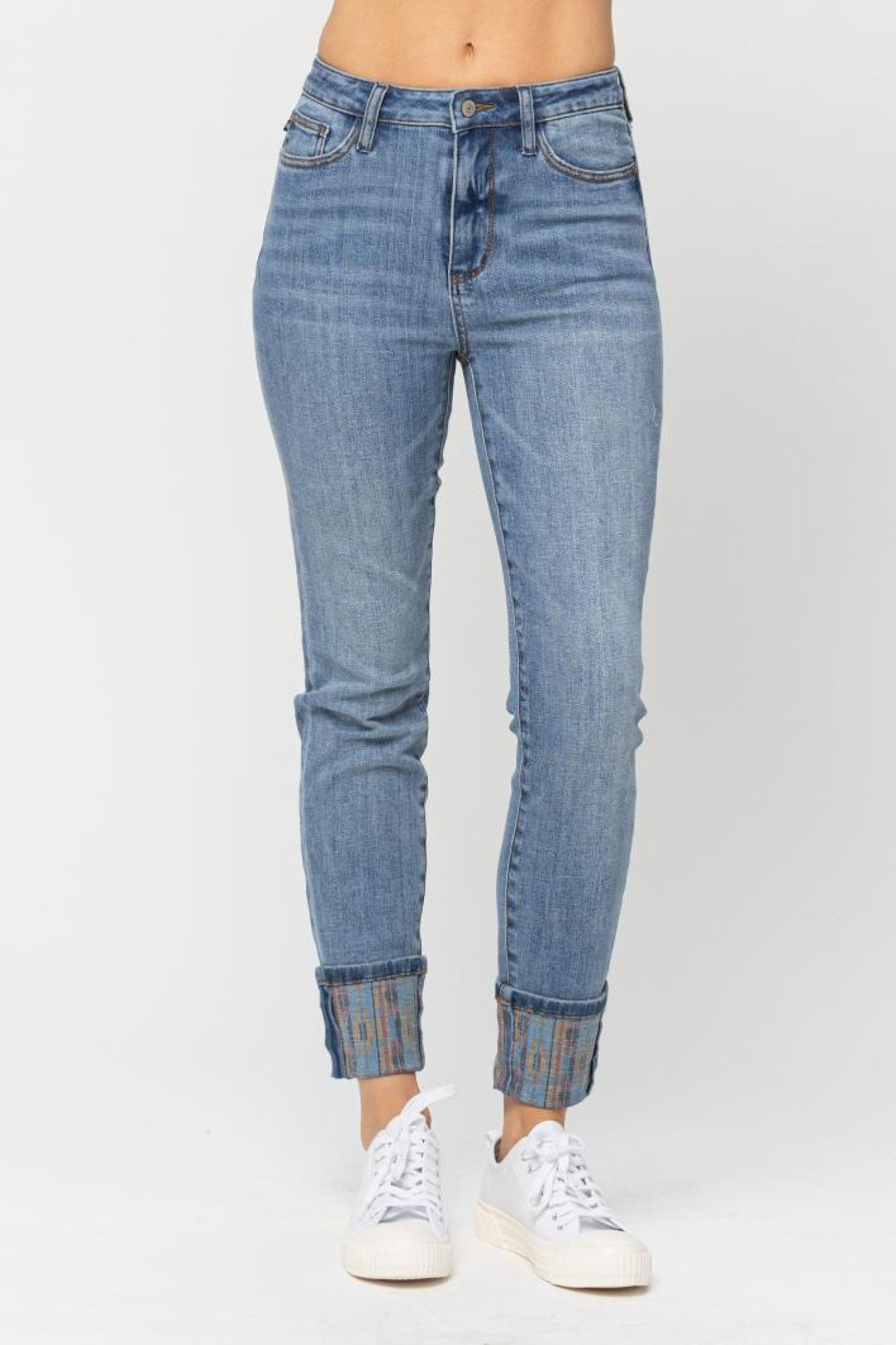 Judy Blue Relaxed Cuffed Southwestern Jeans