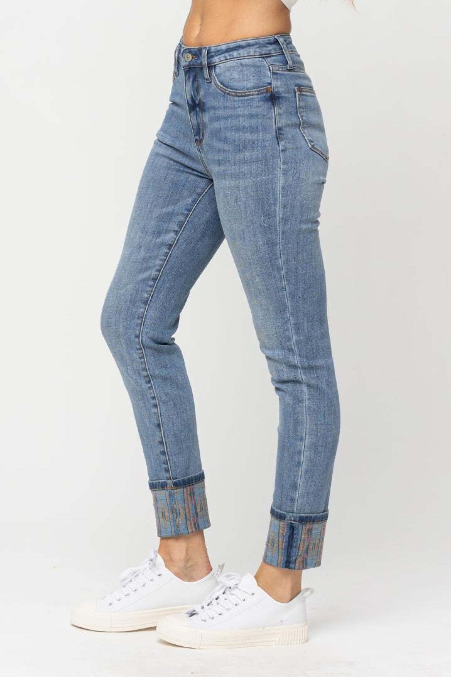 Judy Blue Relaxed Cuffed Southwestern Jeans