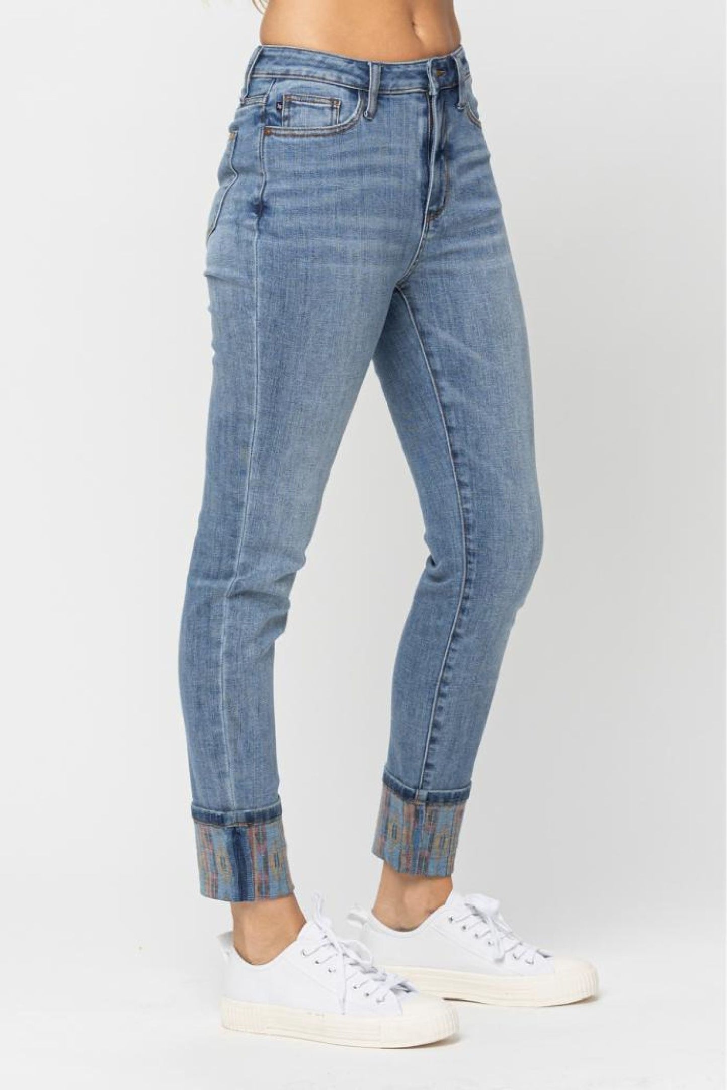 Judy Blue Relaxed Cuffed Southwestern Jeans