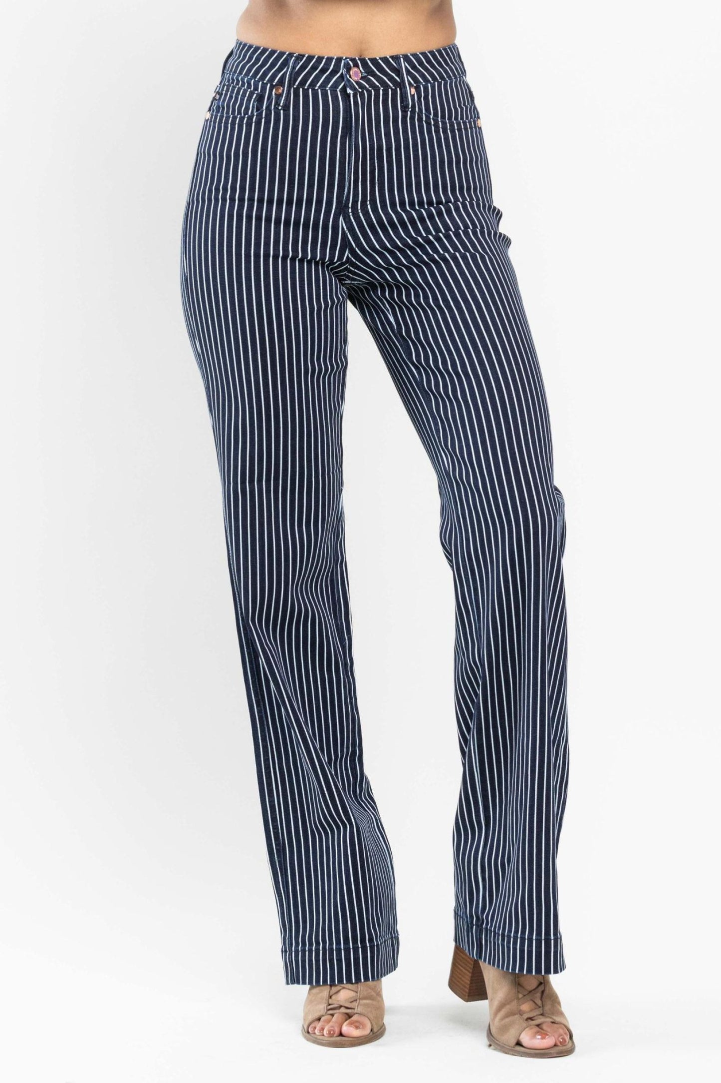 Judy Blue Tummy Control Straight Striped Jeans