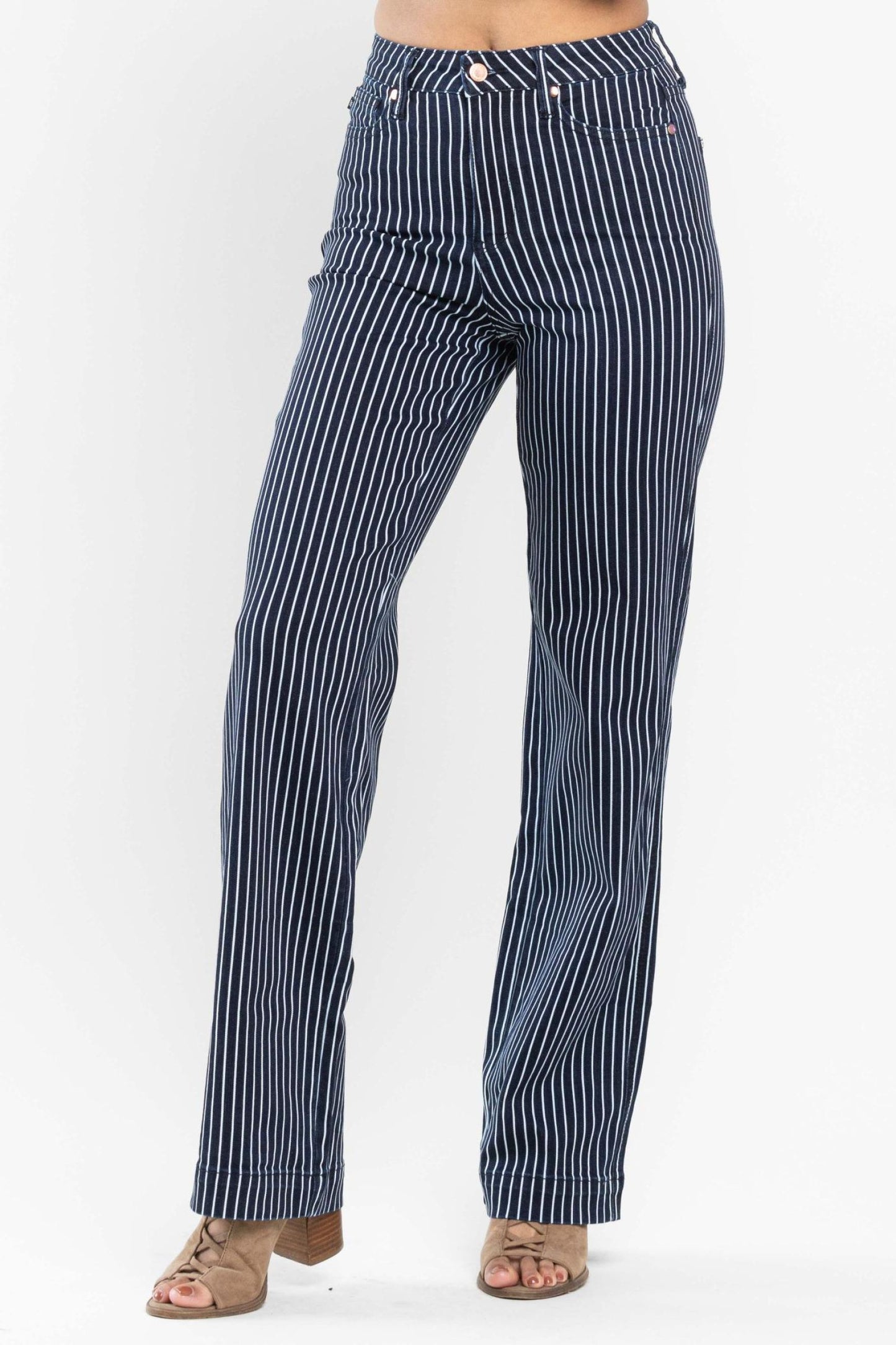 Judy Blue Tummy Control Straight Striped Jeans