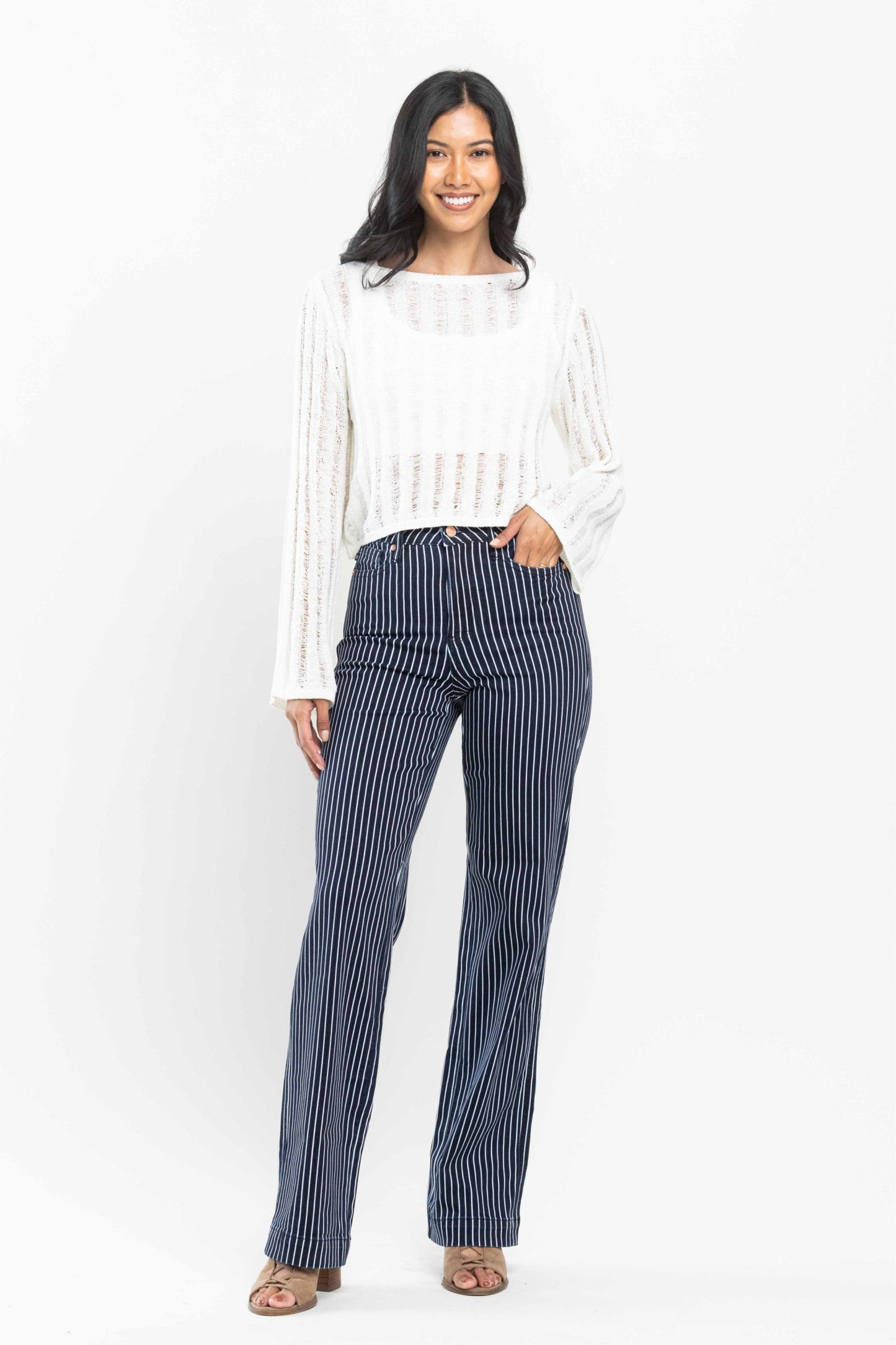 Judy Blue Tummy Control Straight Striped Jeans