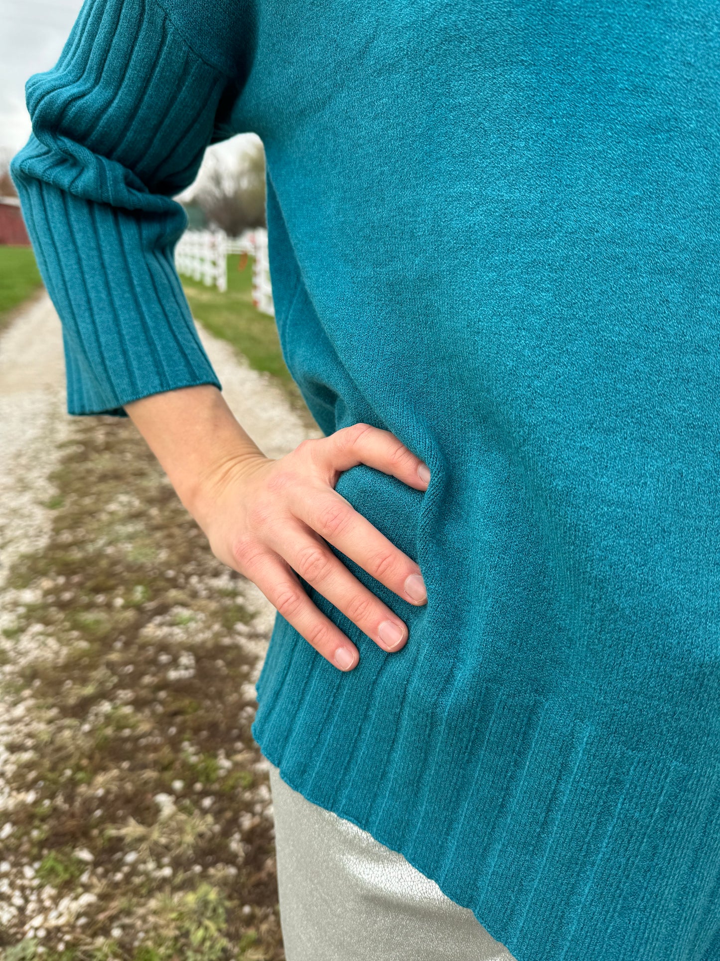 Keren Hart Teal Soft Poncho Sweater