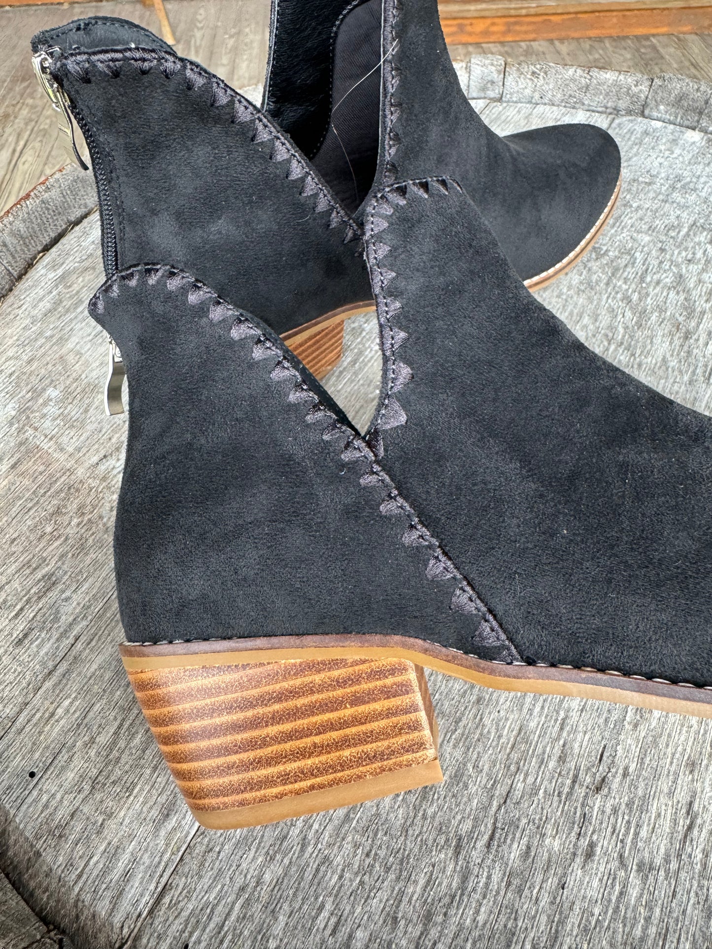 Corkys Spice It Up Black Faux Suede Booties