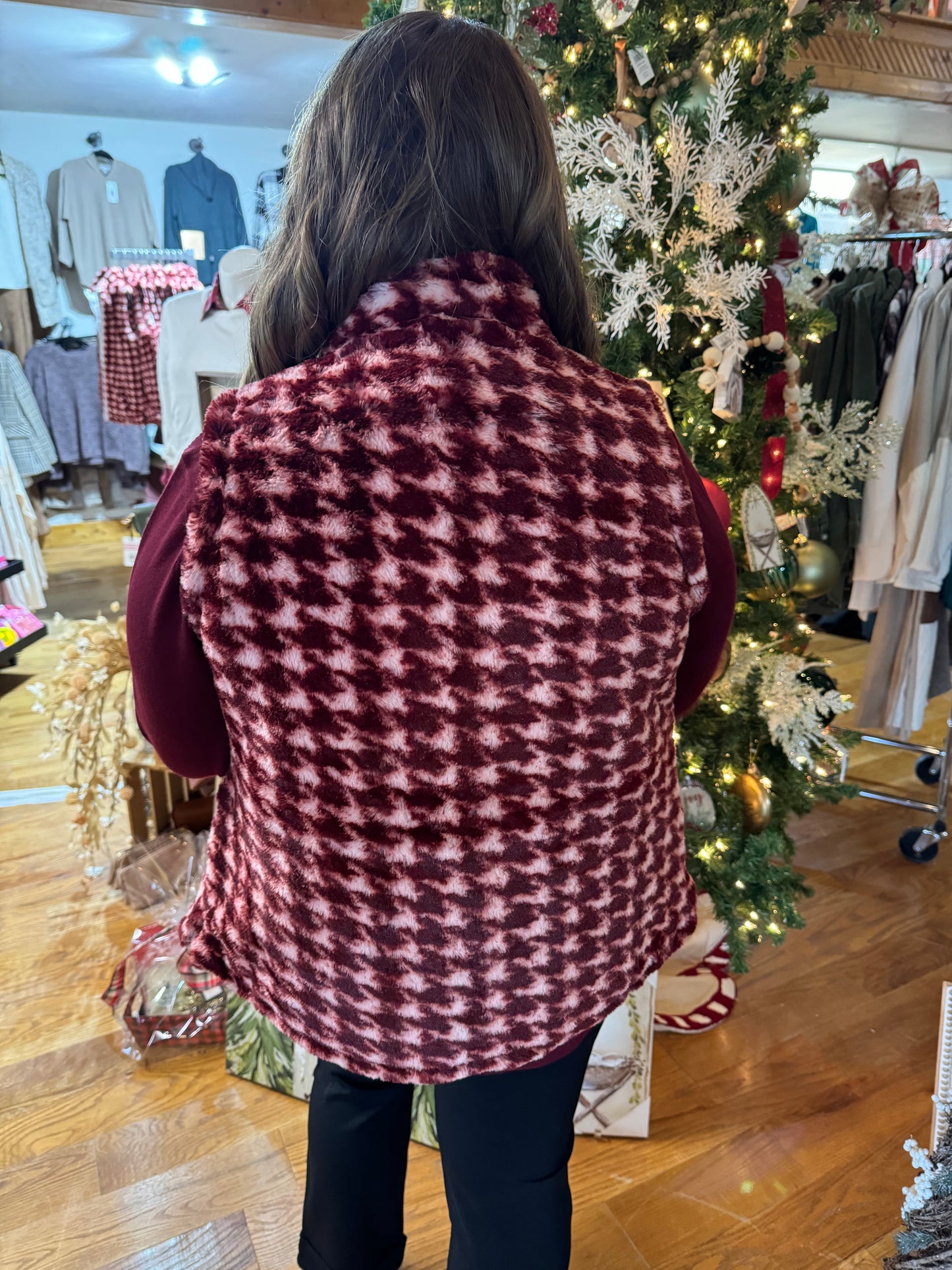 Keren Hart Burgundy & White Reversible Vest