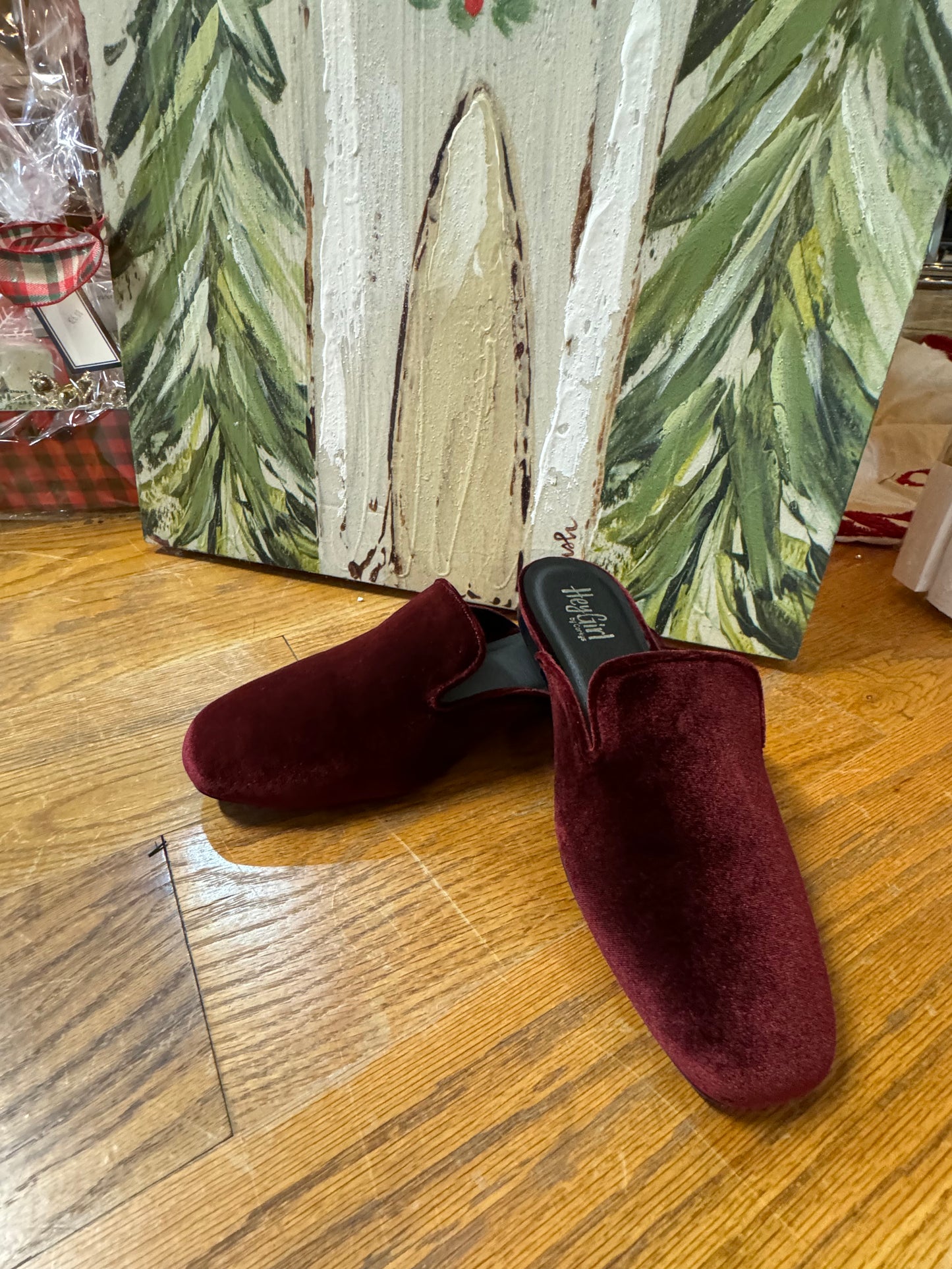 Corkys burgundy velvet mules - spotlight