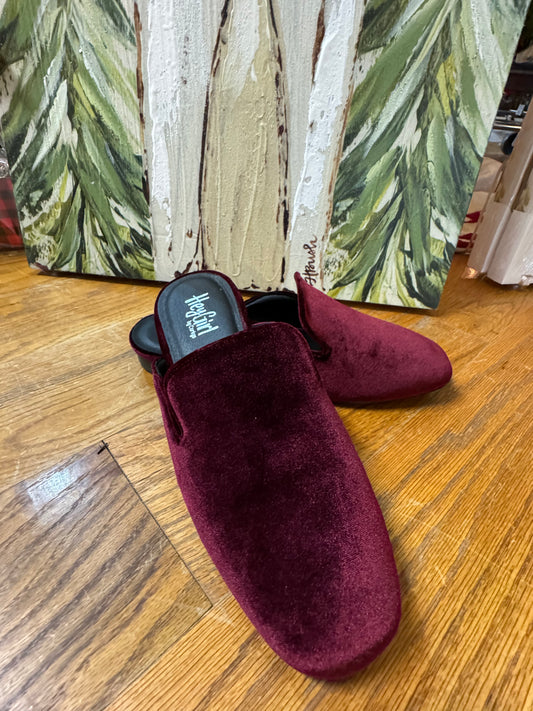 Corkys burgundy velvet mules - spotlight