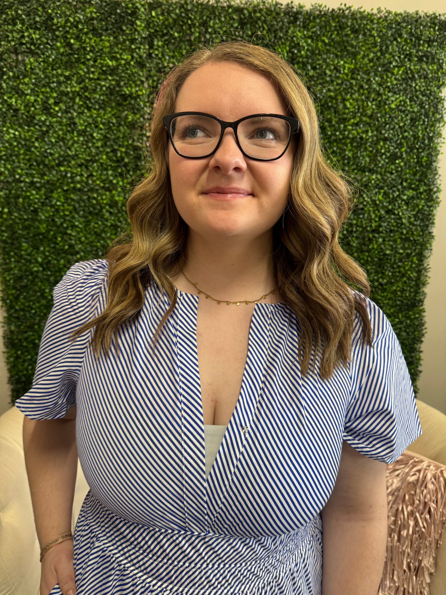 Entro Blue and White Striped Tiered Maxi with Pockets