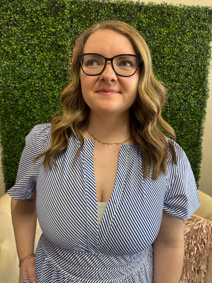 Entro Blue and White Striped Tiered Maxi with Pockets