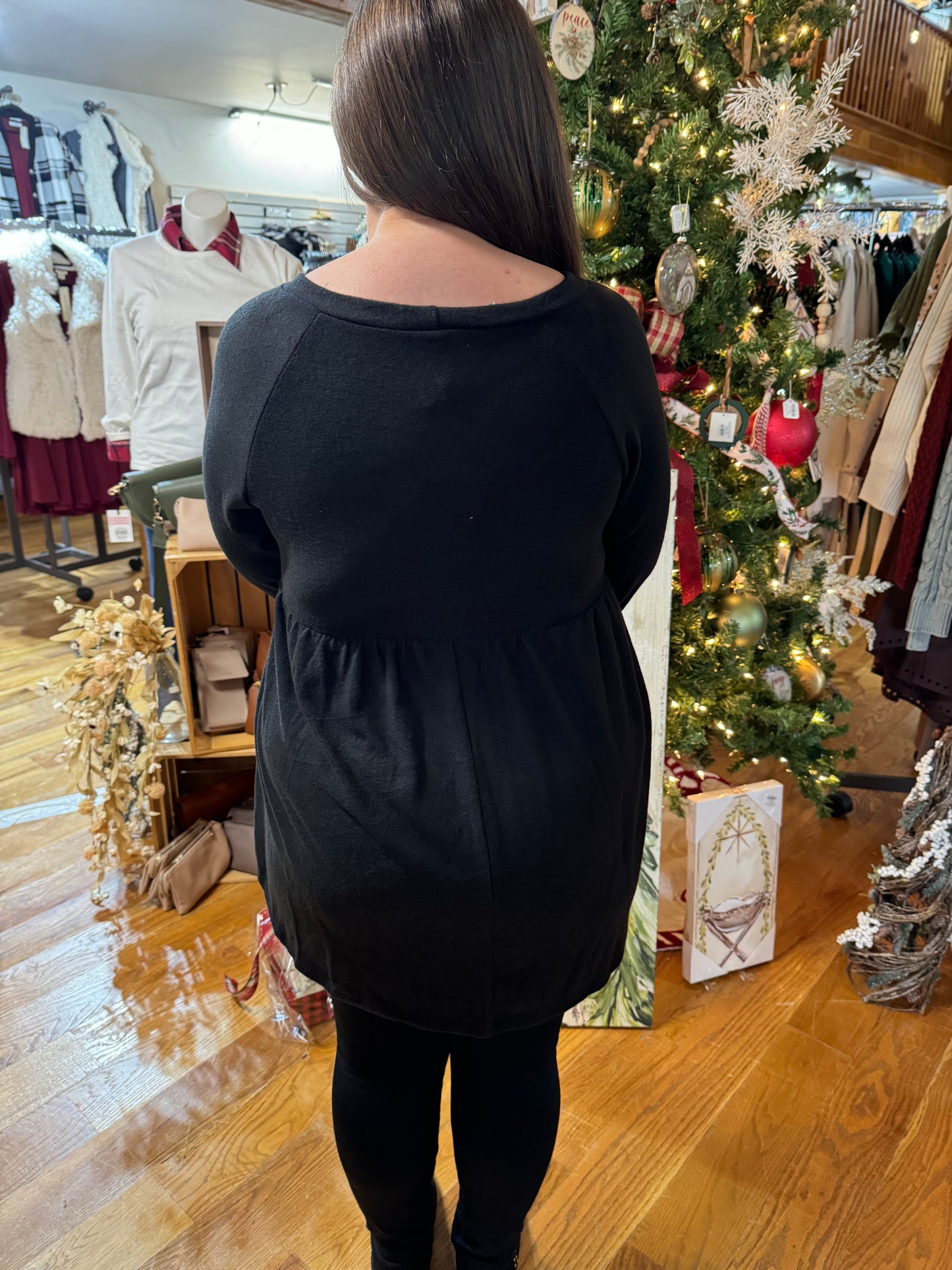 Black Tunic with Red Sequin Detail - Small-3X