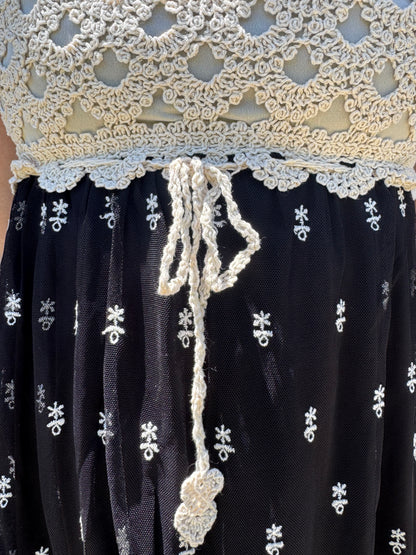 Keren Hart Black & Cream Lace Boho Dress