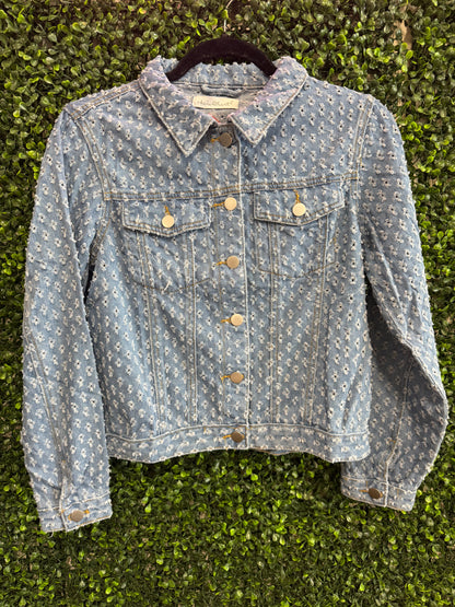 Keren Hart Textured Eyelet Denim Jacket