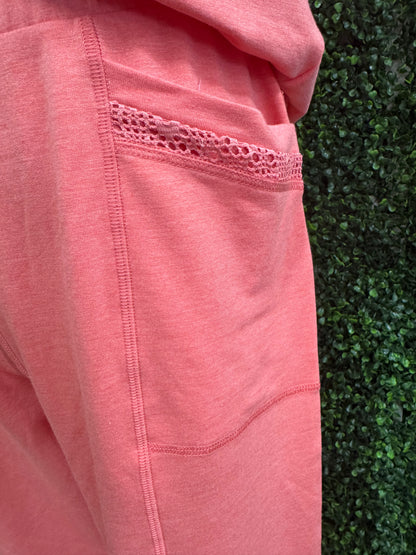 Keren Hart Coral Jogger Style Bottoms with Lace Detail
