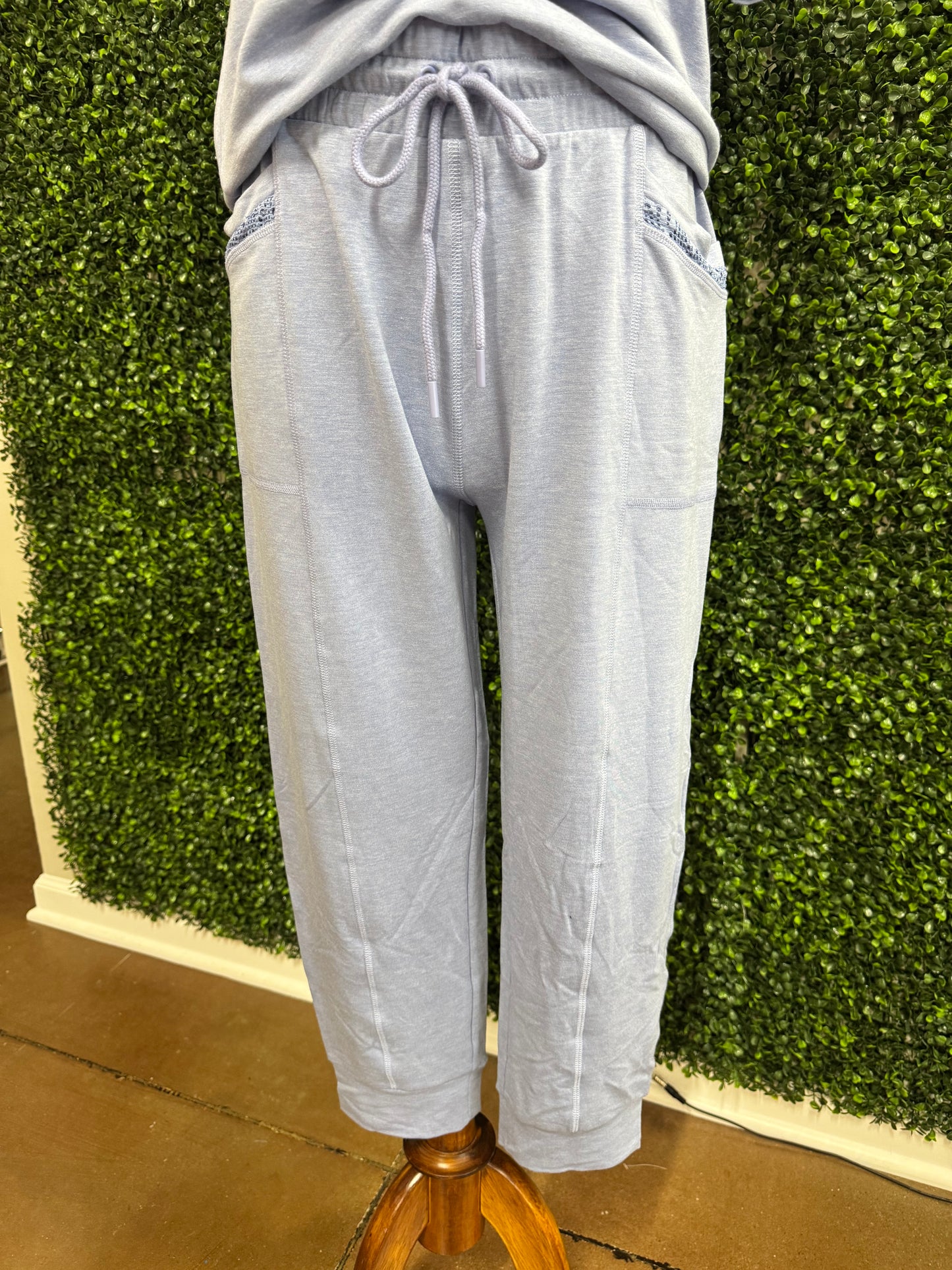 Keren Hart Blue Jogger Style Bottoms with Lace Detail