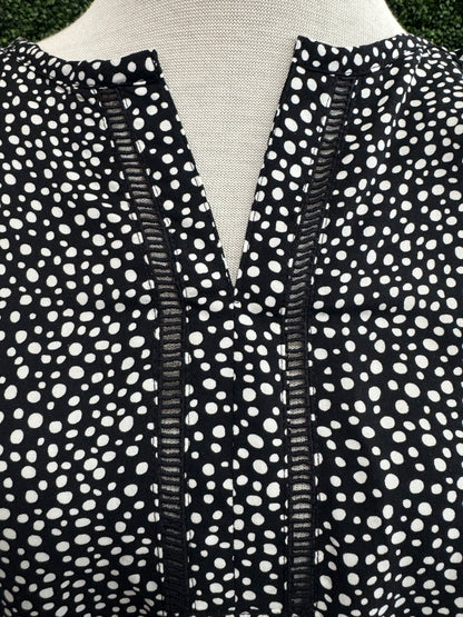 Keren Hart Black & White Speckled 3/4 Sleeve Top