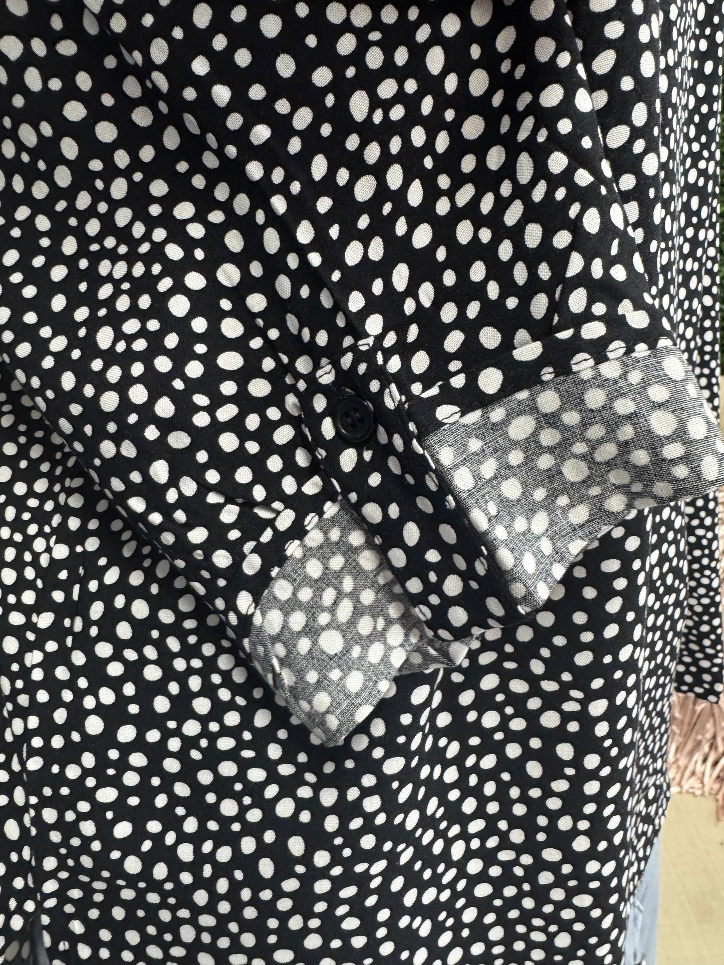 Keren Hart Black & White Speckled 3/4 Sleeve Top