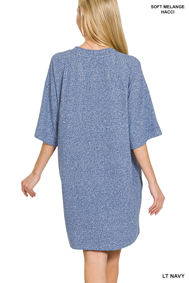 Hacci t-shirt dress with pockets - 2 colors