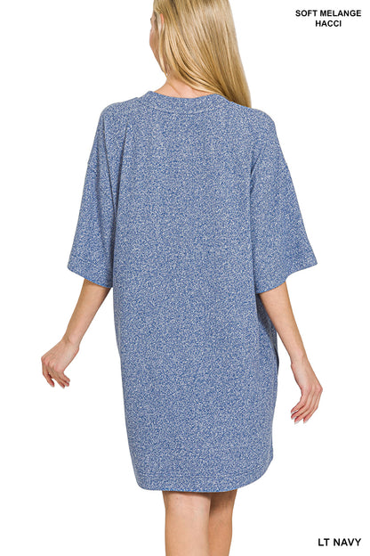 Hacci t-shirt dress with pockets - 2 colors