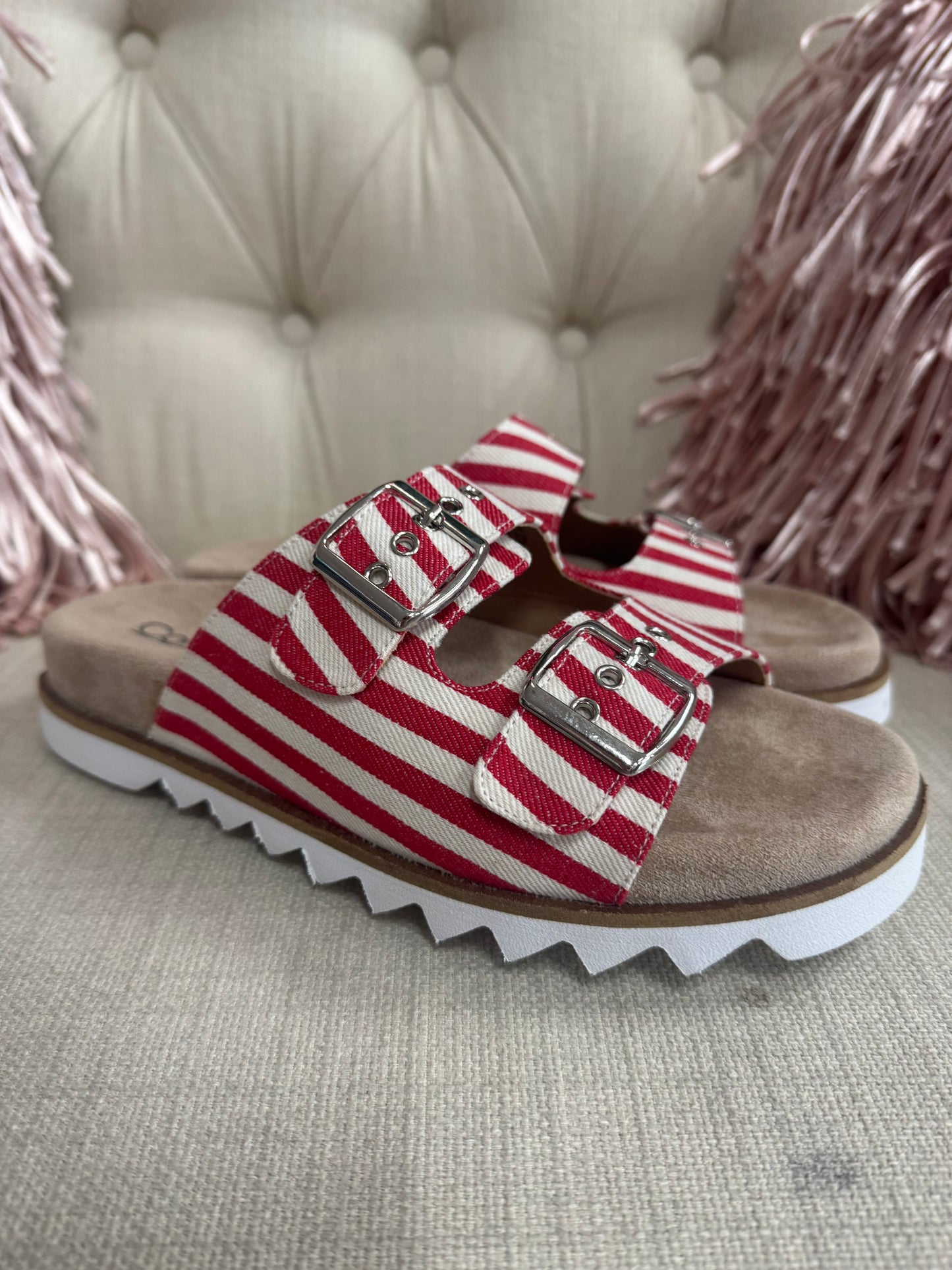 Corkys Dash Sandals - Red stripe