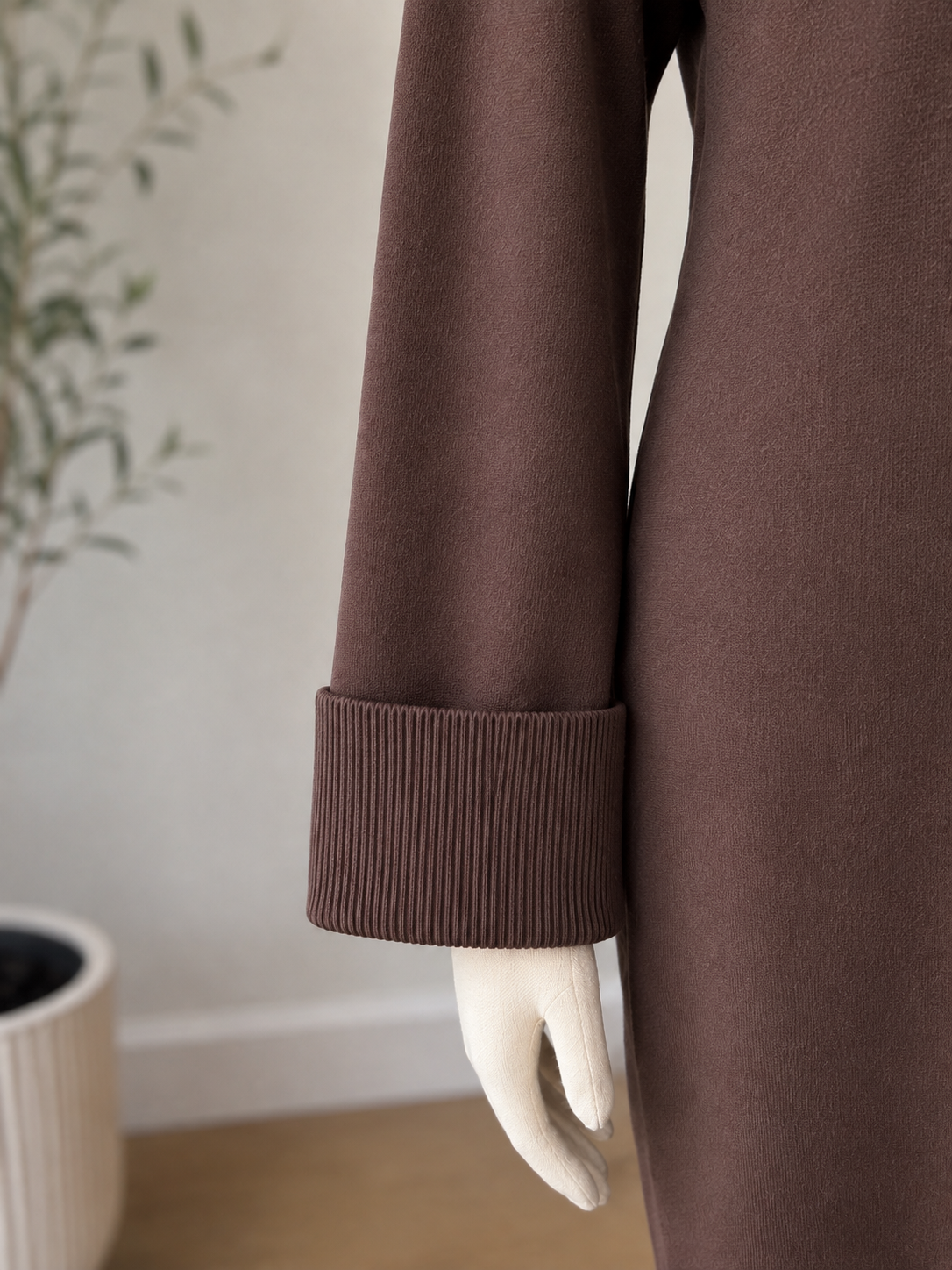 Charlie B Coffee Long Sleeve Mock Neck Sweater Dress
