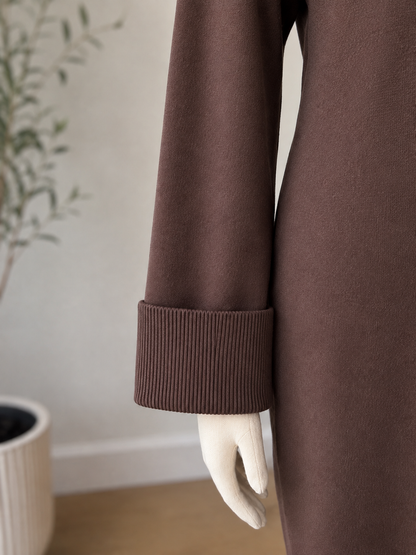 Charlie B Coffee Long Sleeve Mock Neck Sweater Dress