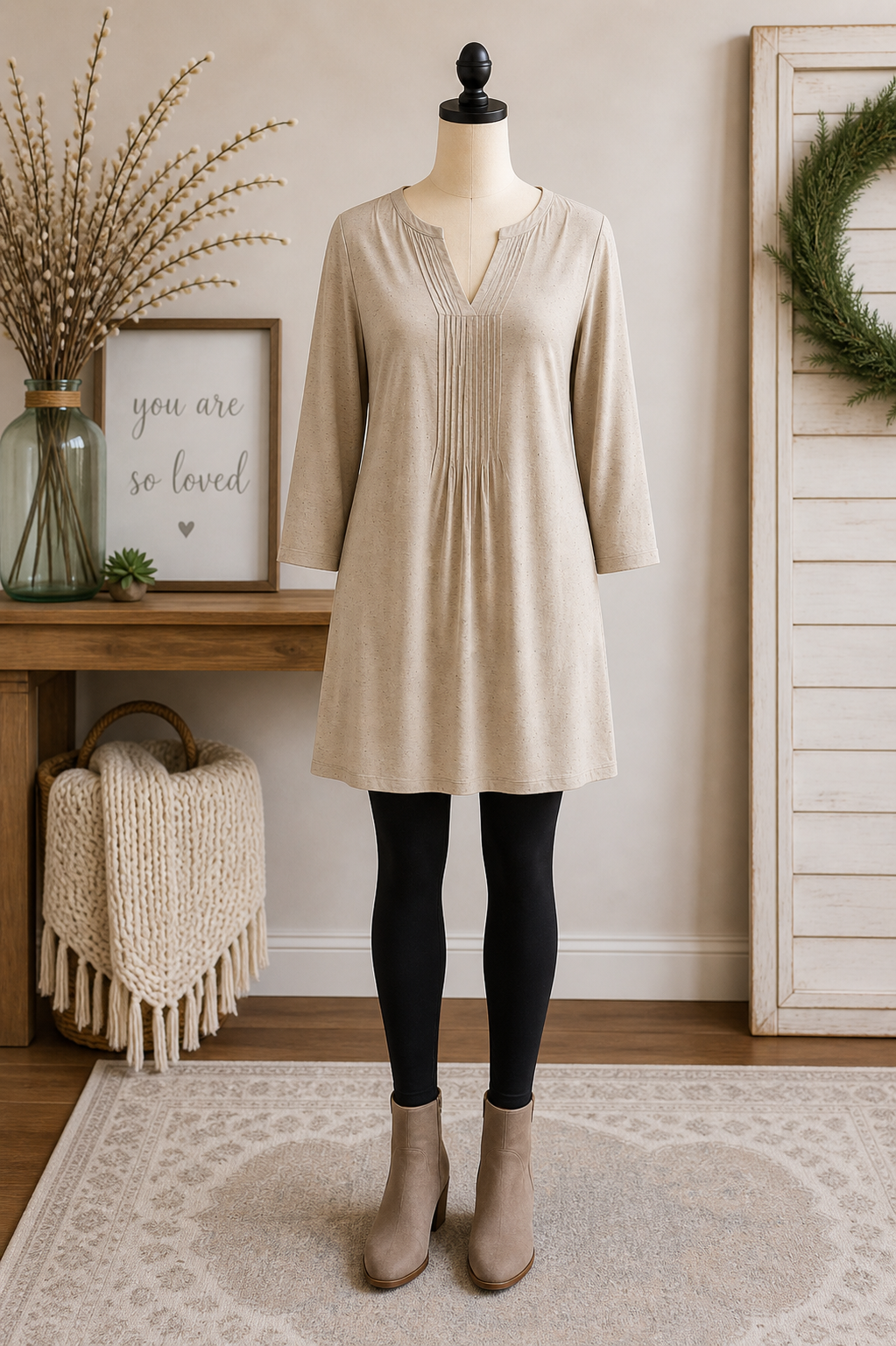 Speckled Taupe Tunic Dress