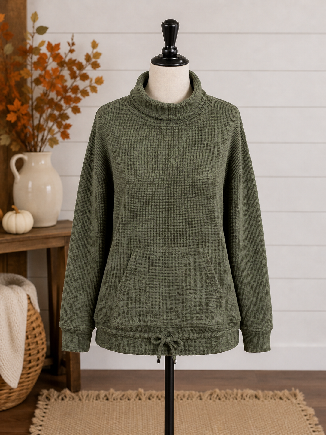 Keren Hart Olive Green Mockneck Sweater Pullover