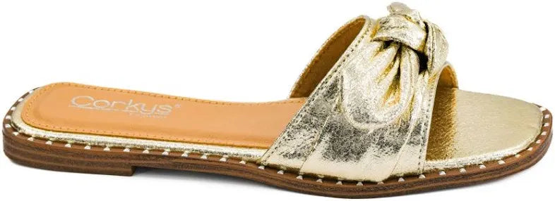 Corkys Clam Bake sandal in gold metallic