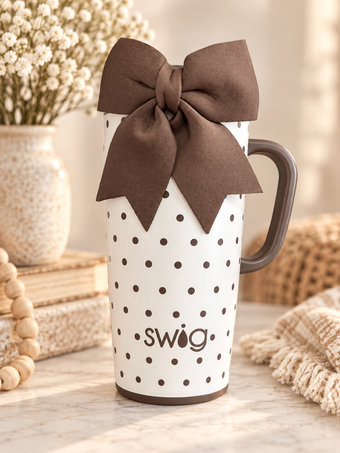 Swig 22 oz Travel Mug - Mocha Dots
