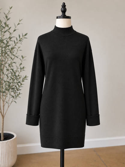 Charlie B Black Long Sleeve Mock Neck Sweater Dress