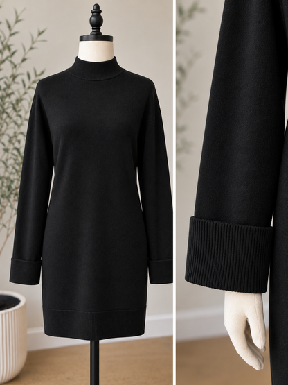Charlie B Black Long Sleeve Mock Neck Sweater Dress