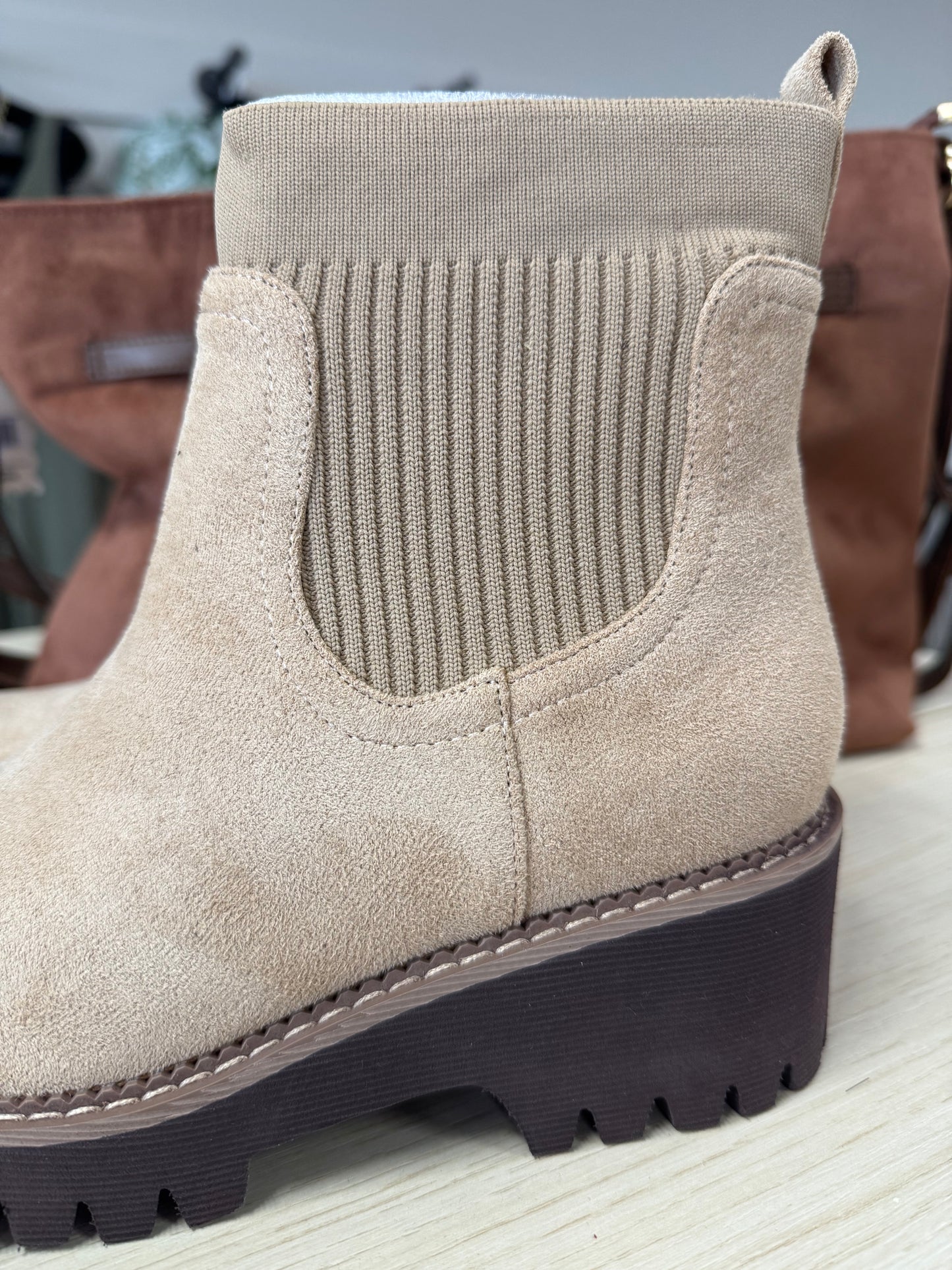 Corkys Trail Mix boot in sand faux suede