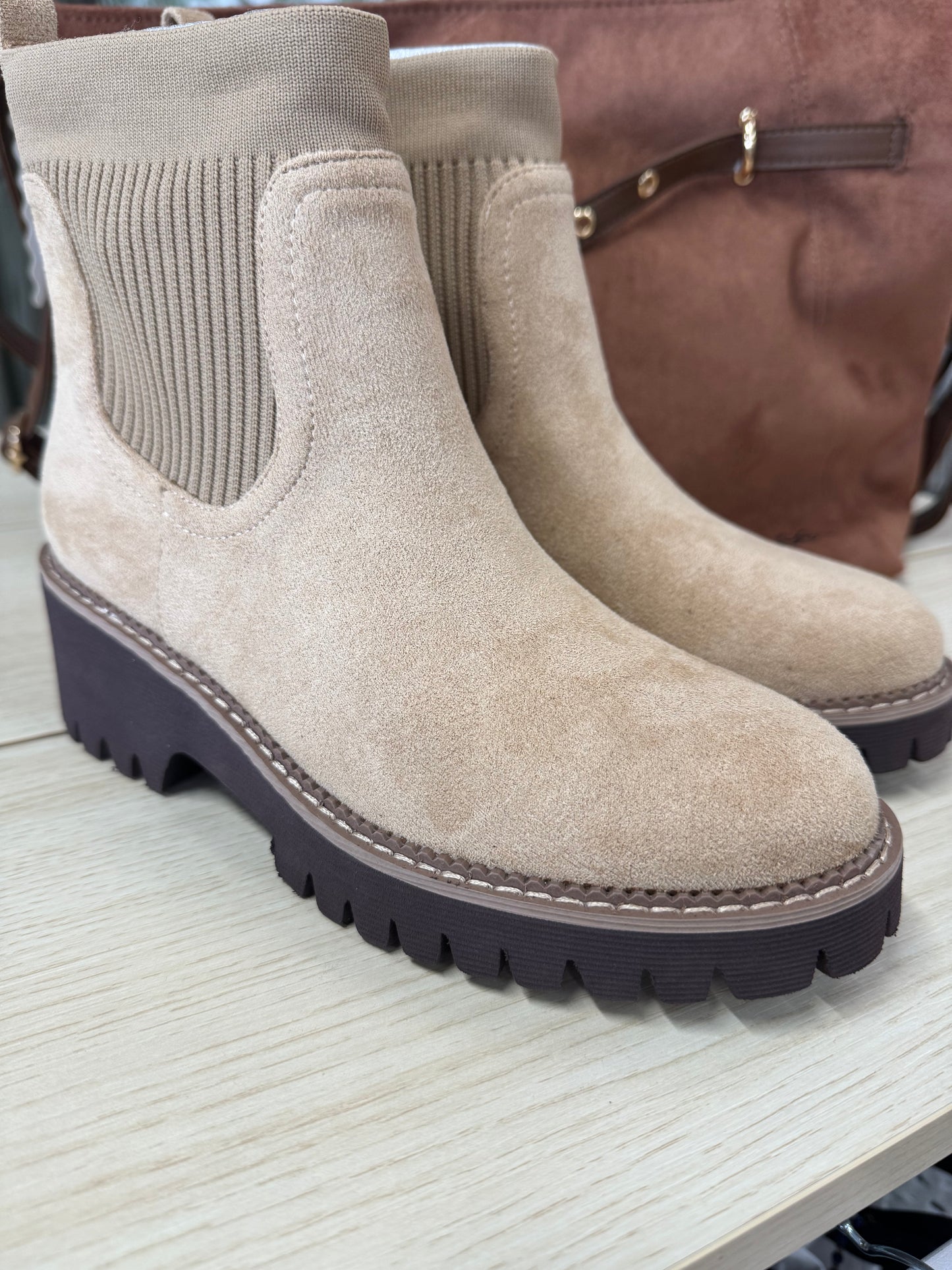 Corkys Trail Mix boot in sand faux suede