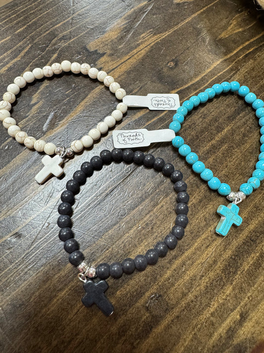 Beaded Cross Bracelet - 3 colors