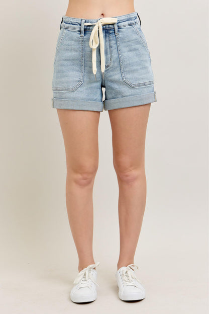 Judy Blue Light Denim Cuffed Shorts - Small to 3X