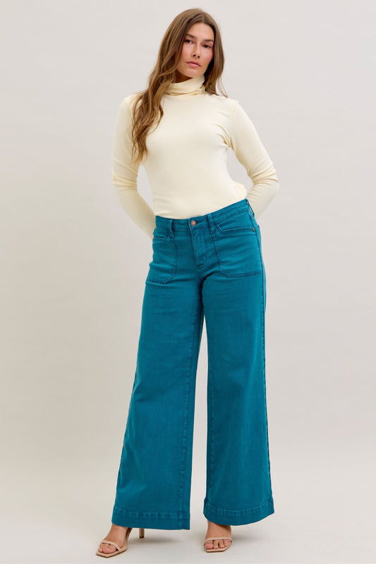 Judy Blue Teal Wide Leg Jeans