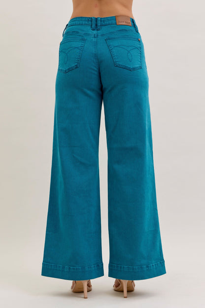 Judy Blue Teal Wide Leg Jeans