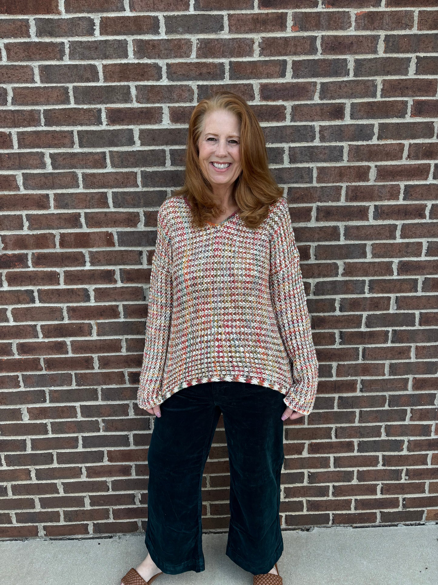 Charlie B Multicolor Novelty Yarn Crochet Sweater