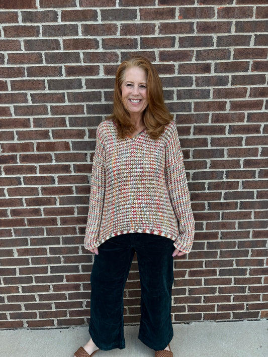 Charlie B Multicolor Novelty Yarn Crochet Sweater