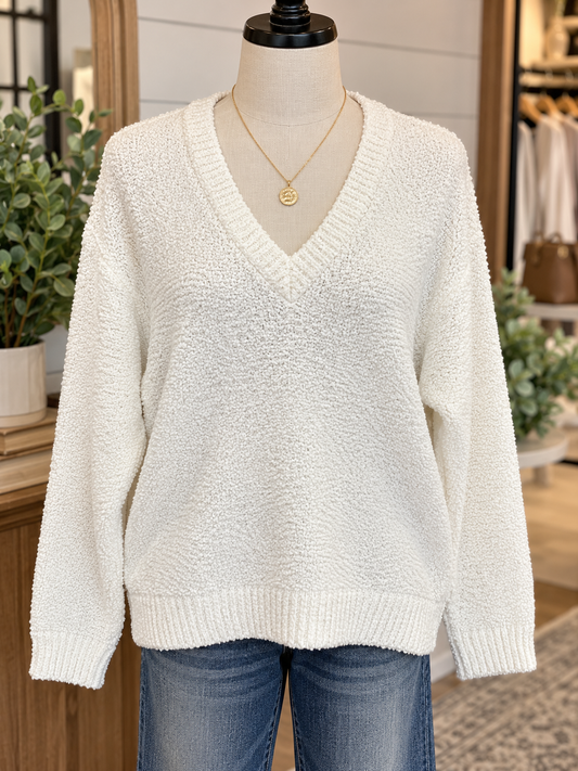 Charlie B Ecru boucle sweater