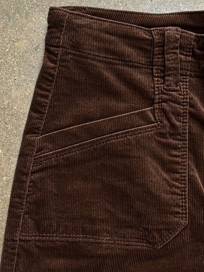 Charlie B Coffee Brown Cropped Wide Leg Corduroy Pants with Patch Pockets